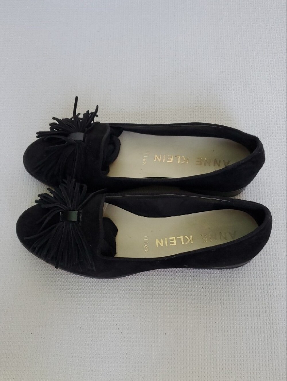 Anne Klein Black Suede Tassel Loafers - Picture 3 of 8